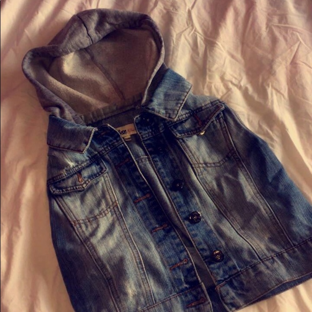 Denim jacket with a hoodie